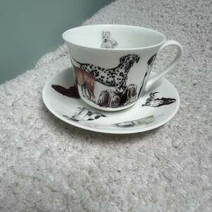 Roy Kirkham Dogs Galore Fine Bone China Teacup and Saucer Set Made in England